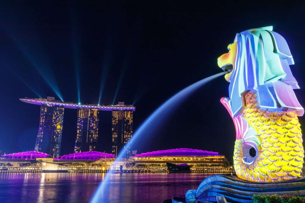 Vista desde Merlion Park a Mariana Bay Sands