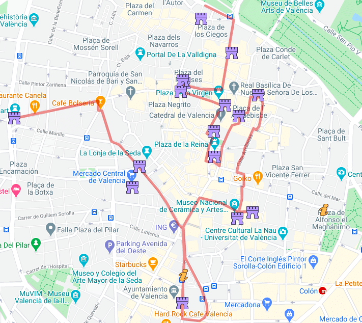 ruta centro histórico Valencia